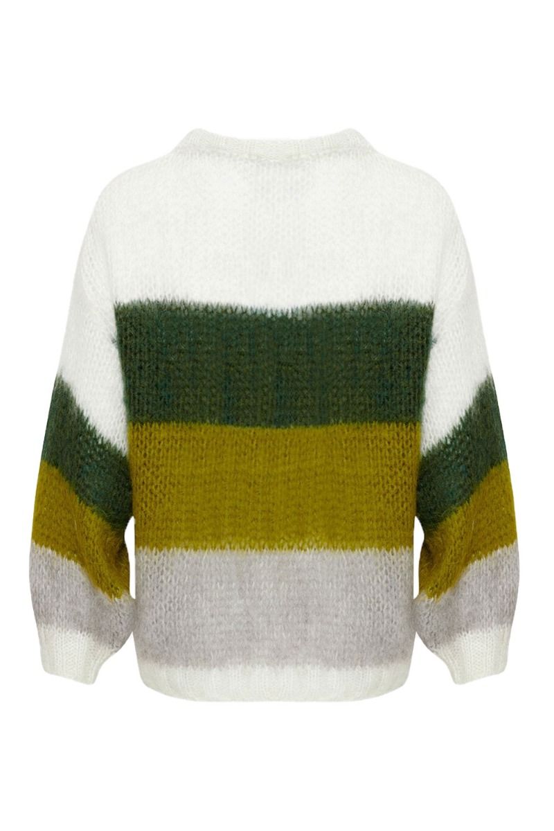 Noella - Strik - Delta Block Knit - Grey/Army/Mustard/Cream Mix