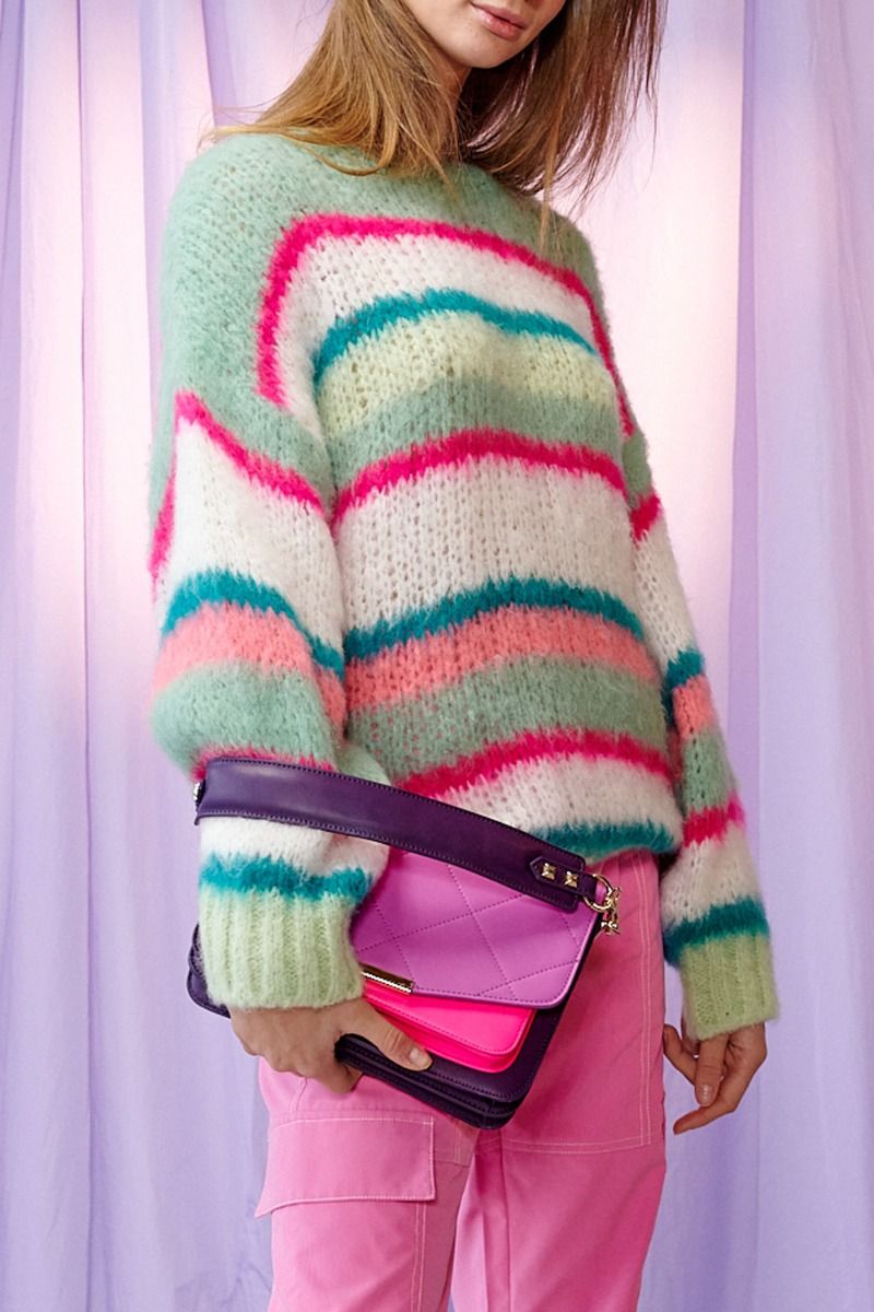 Noella - Strik - Ella Knit Sweater - Green/Pink/White Mix 