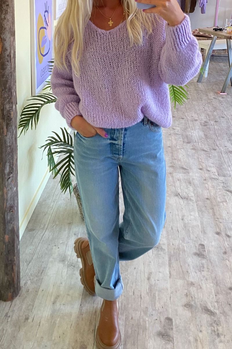 Noella - Strik - Fora Knit V-neck Sweater - Pale Lavender