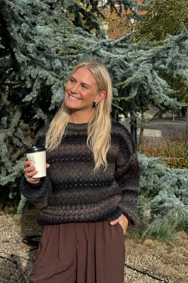 Noella - Strik - Gio Knit Sweater - Brown Grey Mix