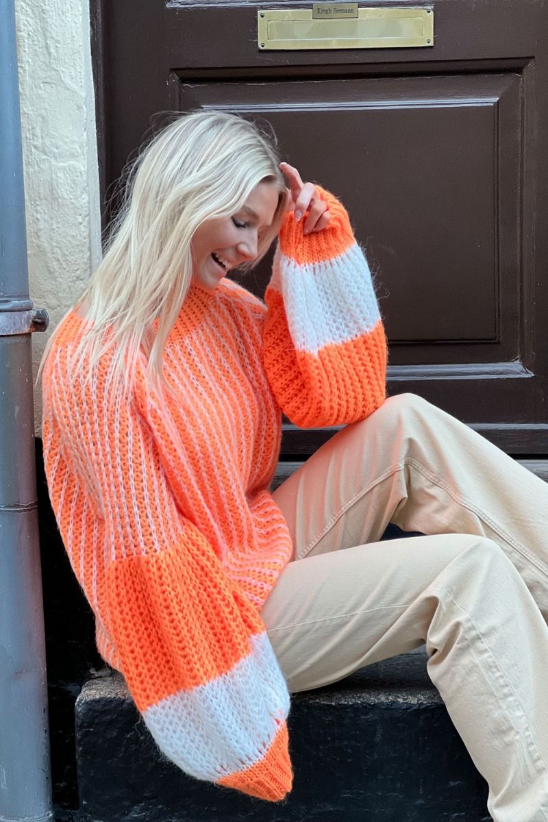 Noella - Strik - Liana Knit Sweater - Orange/White