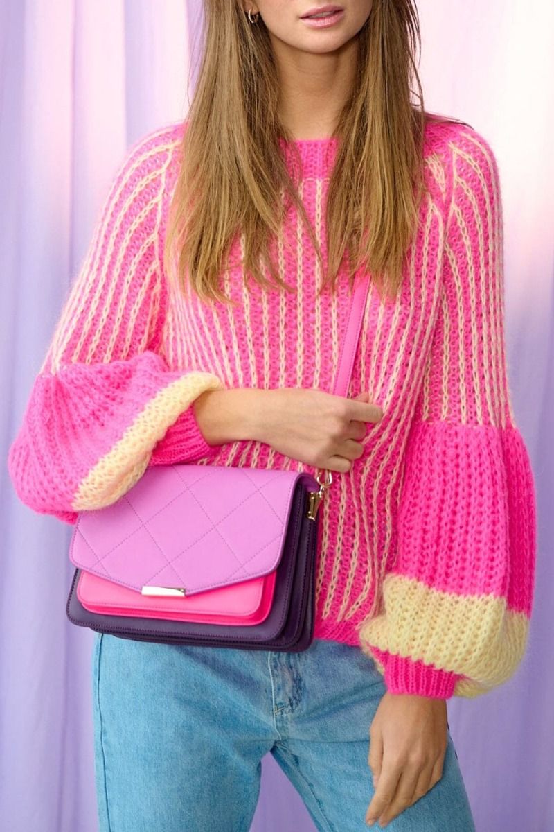 Noella - Strik - Liana Knit Sweater - Pink/Yellow Mix