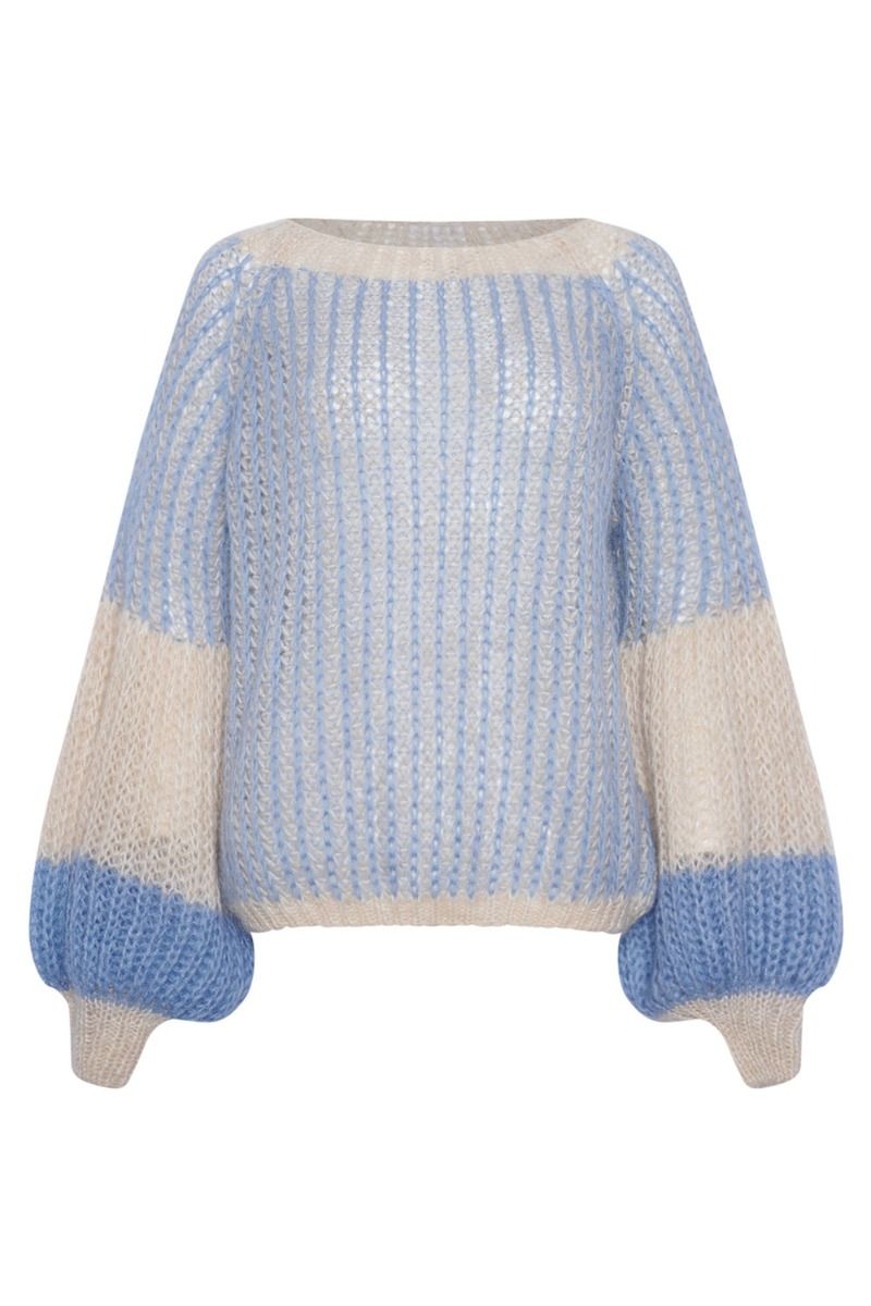 Noella - Strik - Liana Knit Sweater - Dusty Blue Cream