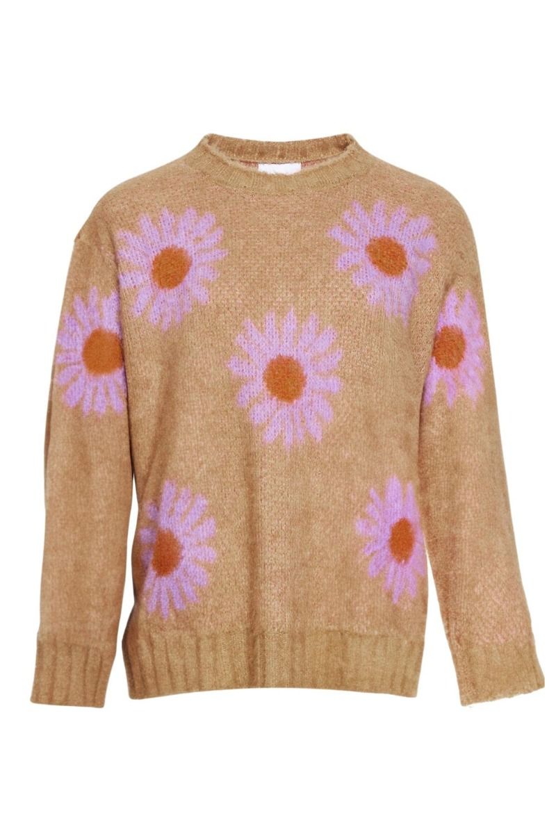 Noella - Strik - Raya Knit Sweater L/S - Sand/Lavender Flower