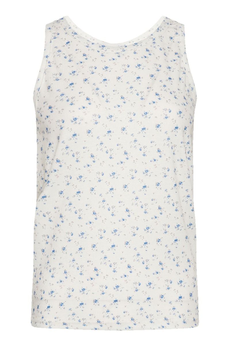 Noella - Top - Riju Tanktop - Cream/Blue Flower