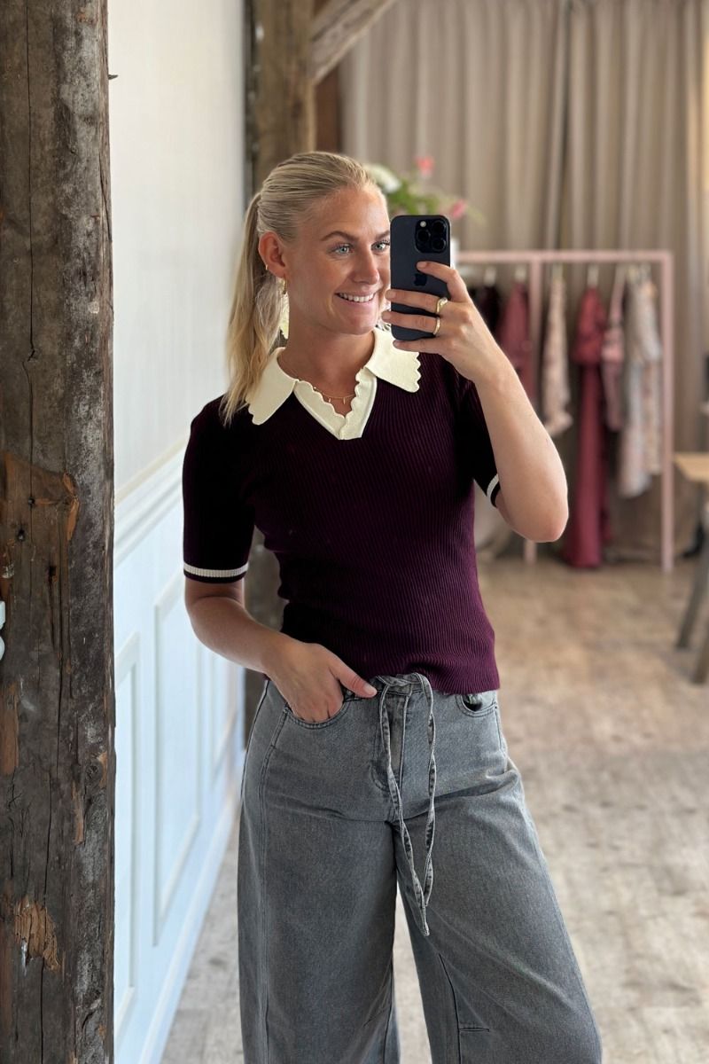 Noella - T-shirt - Lilo Polo Knit - Wine Sugar Combo