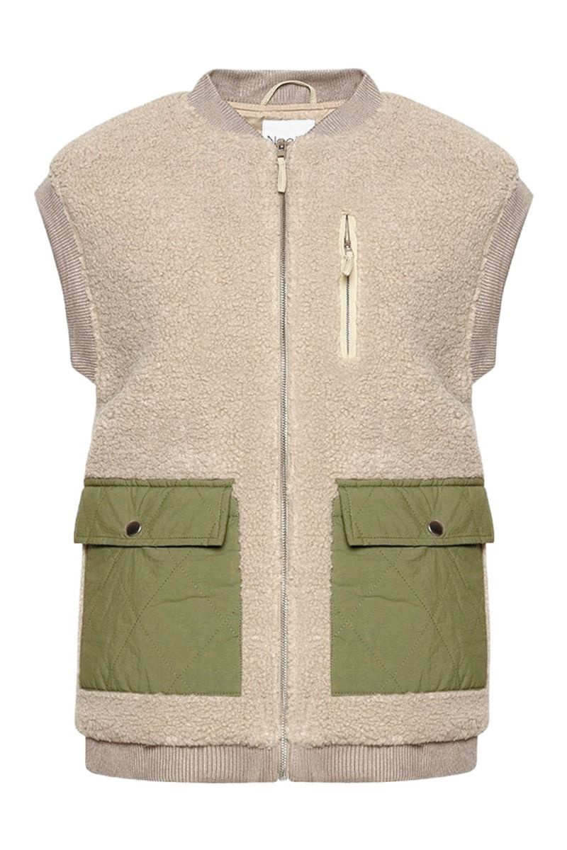 Noella - Vest - Effi Pile Vest - Beige/Army Mix