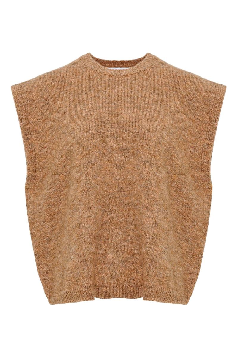 Noella - Vest - Frenchie Knit Vest - Camel Melange