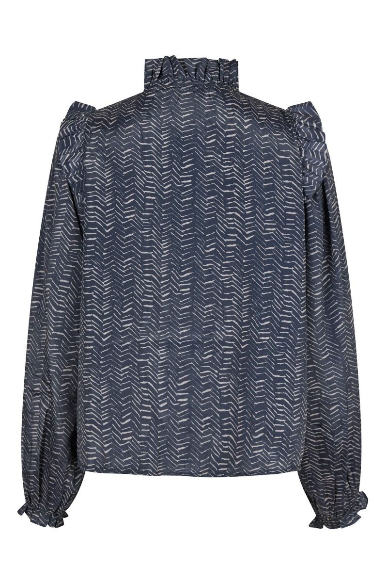 Neo Noir - Bluse - Gemmi Zigzag Duo Blouse - Midnight Blue