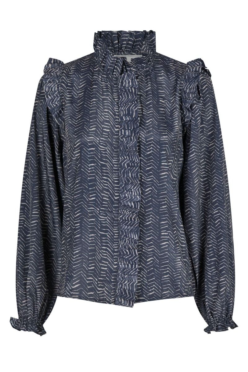 Neo Noir - Bluse - Gemmi Zigzag Duo Blouse - Midnight Blue