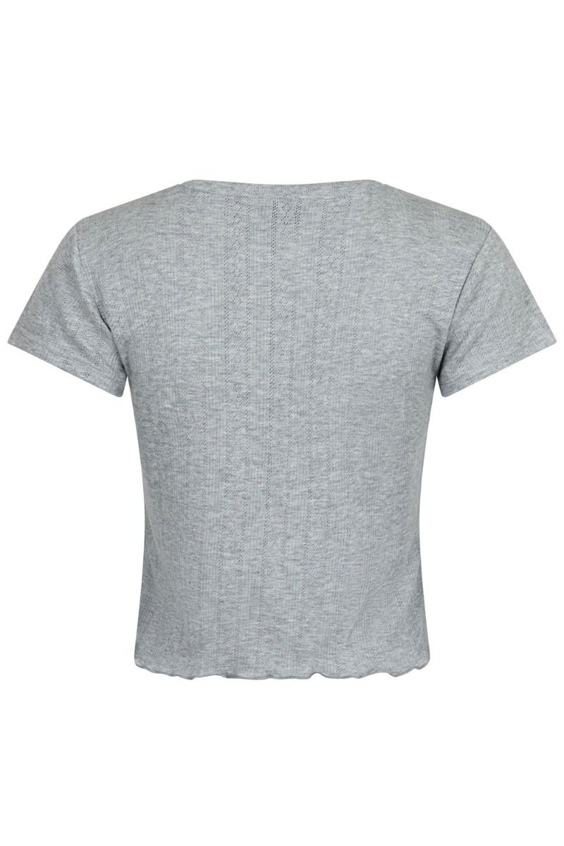 Neo Noir - T-shirt - Lonnie Pointelle Top - Light Grey