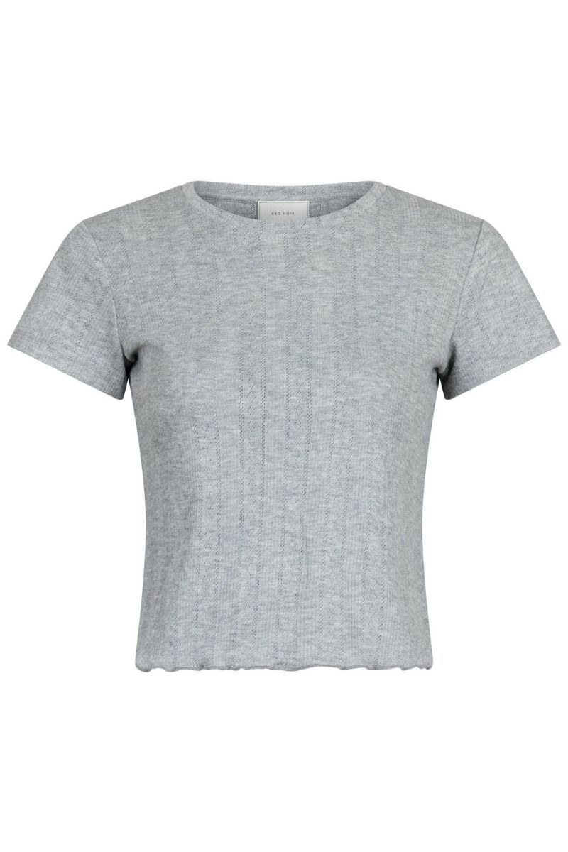 Neo Noir - T-shirt - Lonnie Pointelle Top - Light Grey
