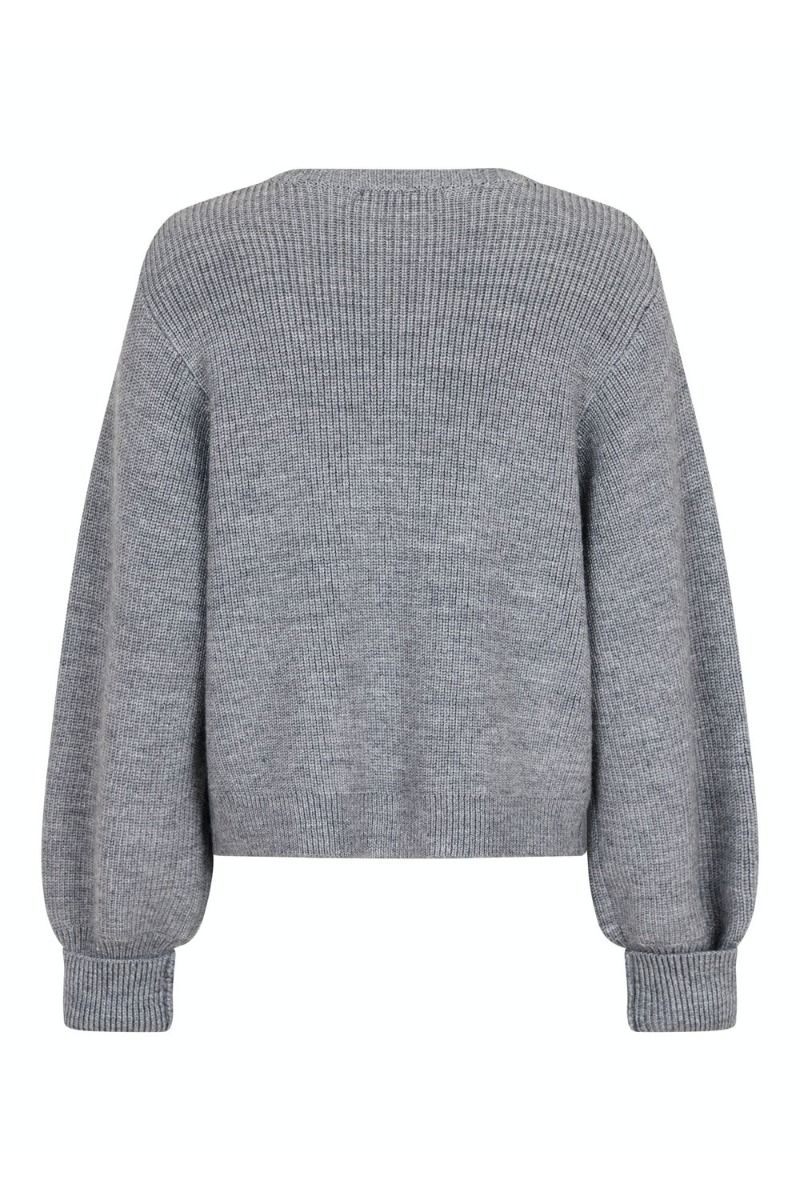 Neo Noir - Strik - Muscado Knit Cardigan - Grey Melange