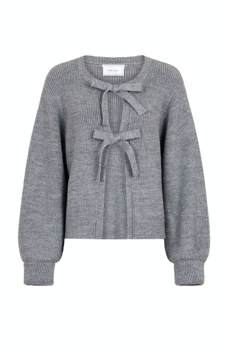 Neo Noir - Strik - Muscado Knit Cardigan - Grey Melange
