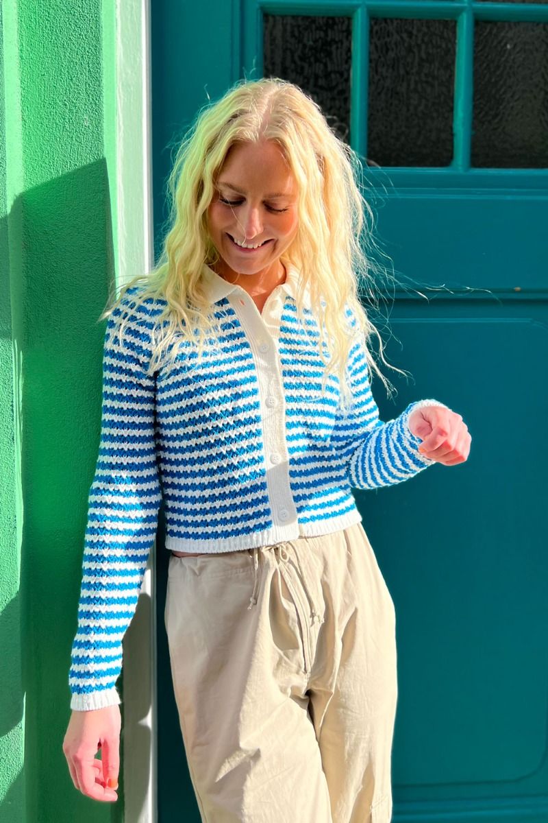 Norr - Cardigan - Stilla Cardigan - White W. Blue