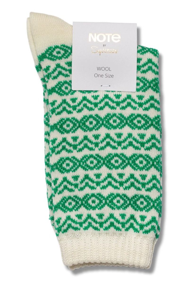 ❤︎ Oroblu - Strømper - Note Woman Wool Pattern - Off White/Bright Green