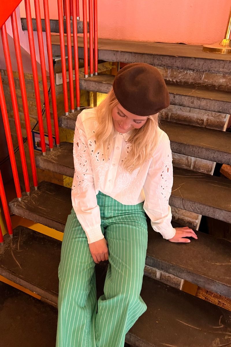 Nümph - Jeans - Nuparis Cropped Jeans - Green stripe/Green Spruce