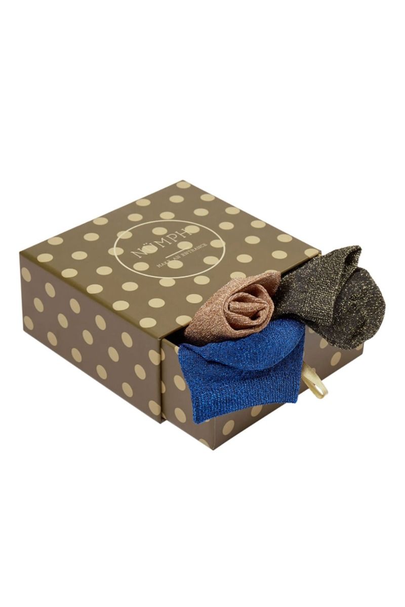 Nümph - Strømper - Kingcity 3-Pack - Black/Gold/Blue Glitter