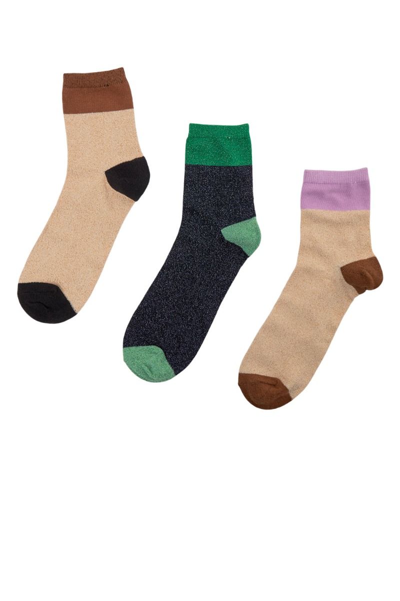Nümph - Strømper - Marengo 3-Pack Socks - Beige/Blue/Beige