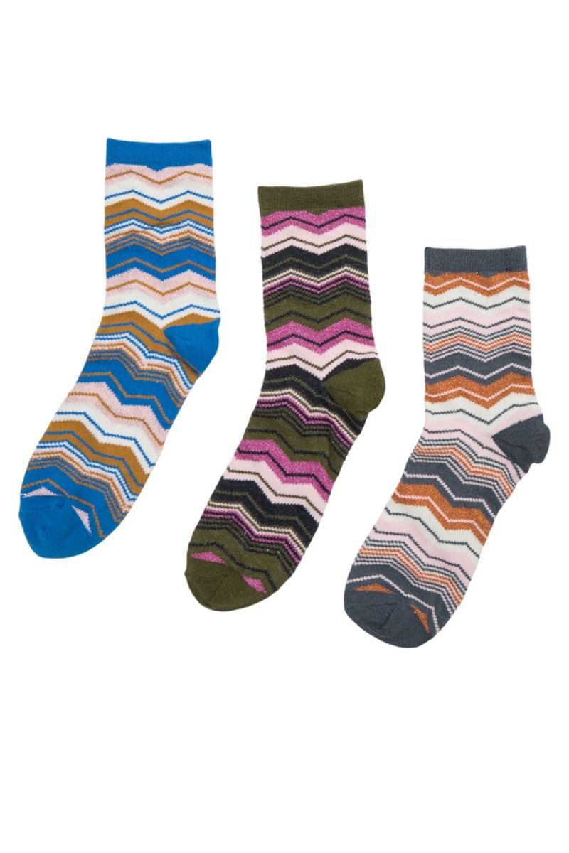 Nümph - Strømper - Massimo 3-Pack Socks - Grey/Blue/Green Multi