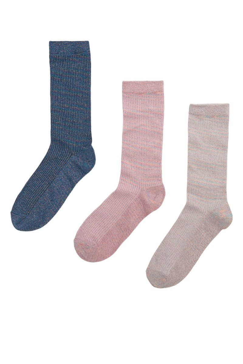 Nümph - Strømper - Nuzeroma 3 Pack Socks - Multi Navy/Rose/White