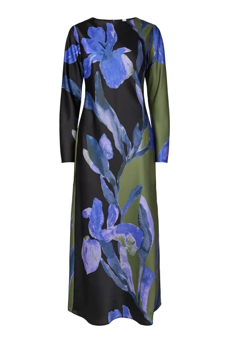 YAS - Kjole - Etira LS Ankle Dress - Black Etira print (Levering midt september)