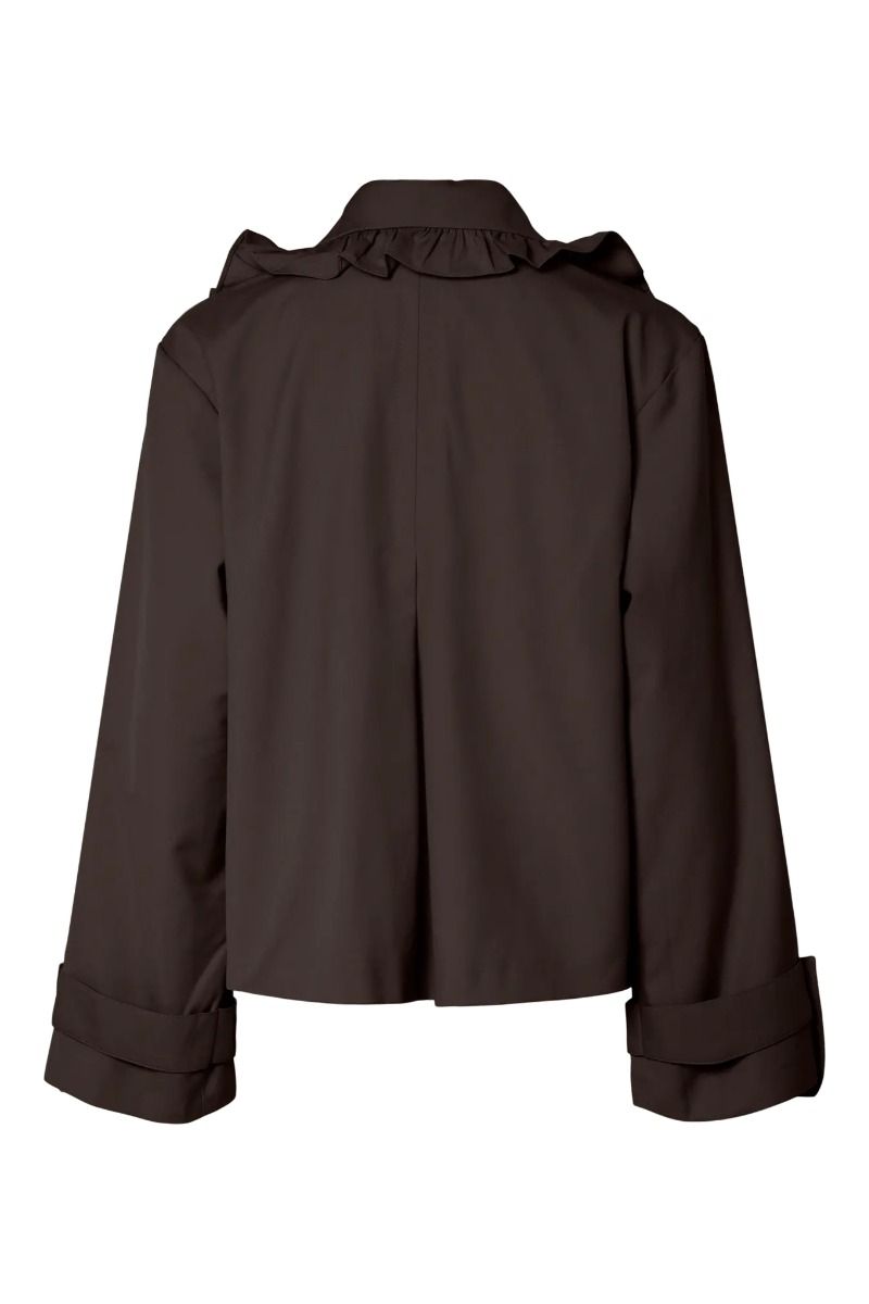 YAS - Jakke - Elsana LS Short Trenchcoat - Chocolate Brown