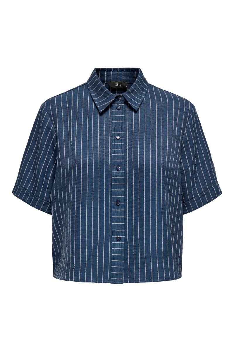 JDY - Skjorte - Power S/S Short Shirt - Insignia Blue Cloud Dancer