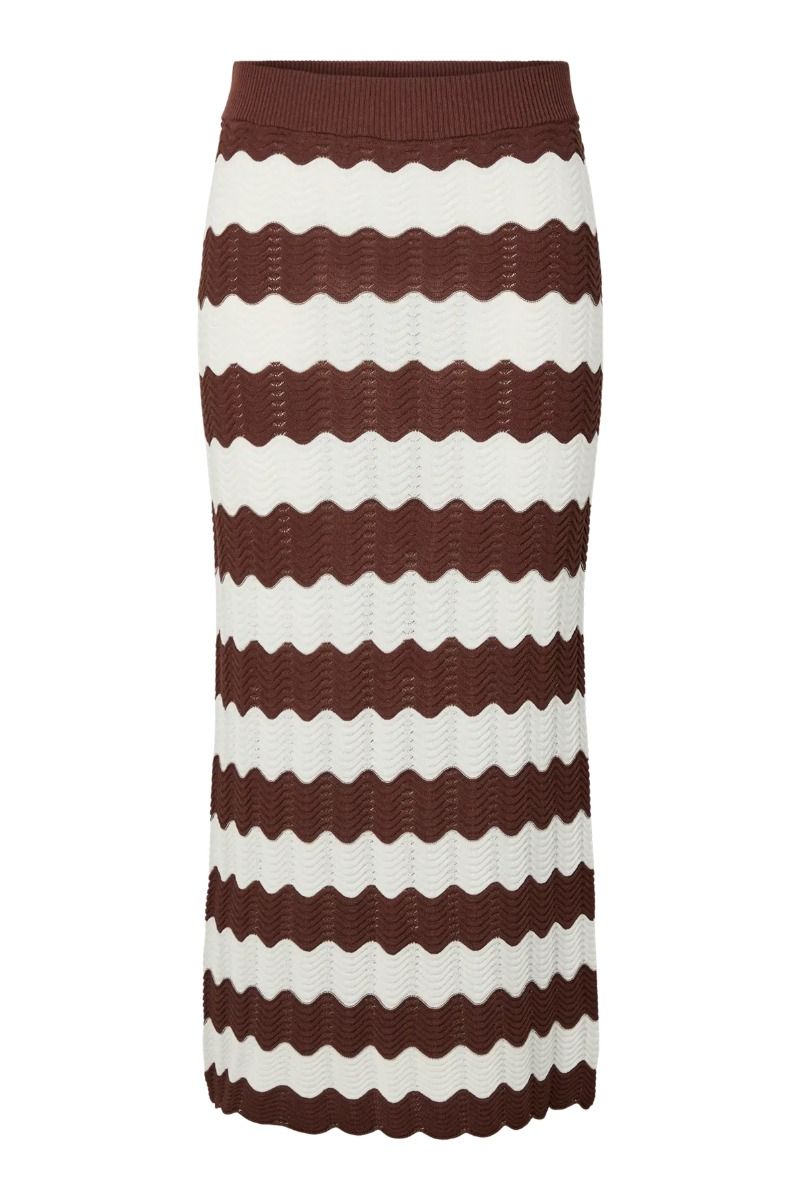 YAS - Nederdel - Bee HW Long Skirt - Birch W. Brown Stripes (Levering midt april)