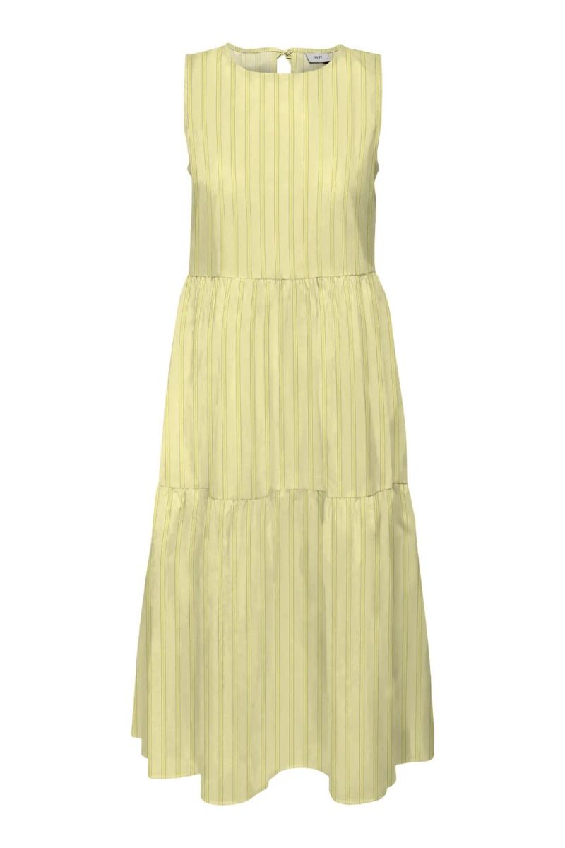 JDY - Kjole - Mio S/L Mididress - French Vanilla/Lemon Drop/Black (Levering midt maj)