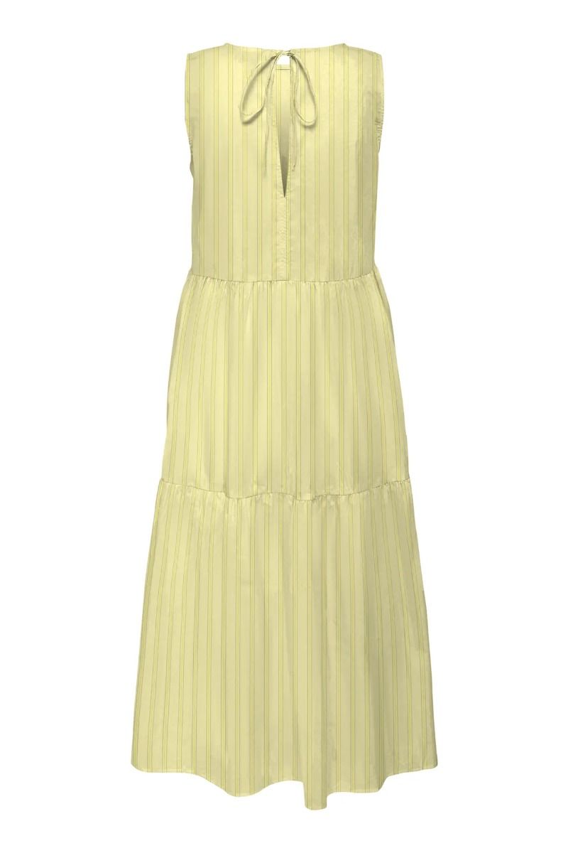 JDY - Kjole - Mio S/L Mididress - French Vanilla/Lemon Drop/Black (Levering midt maj)