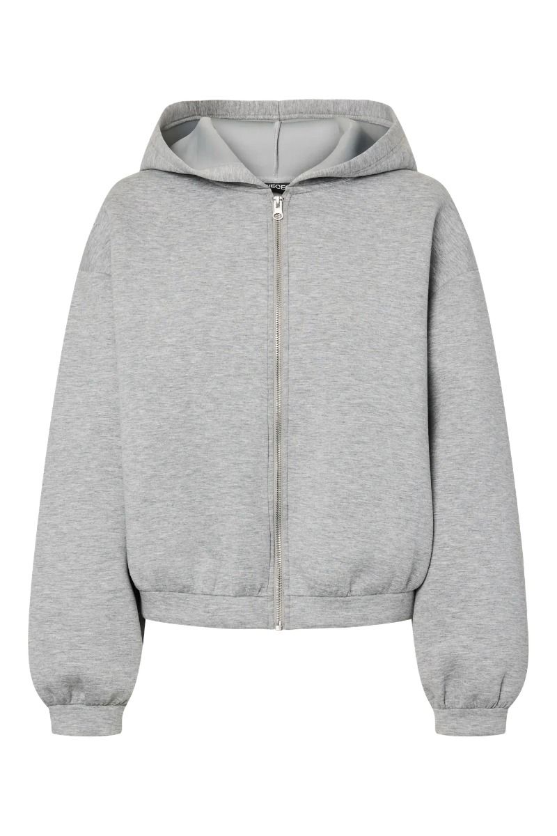 Pieces - Sweatshirt - Bucuba LS Zipper Scuba Hoodie - Light Grey Melange