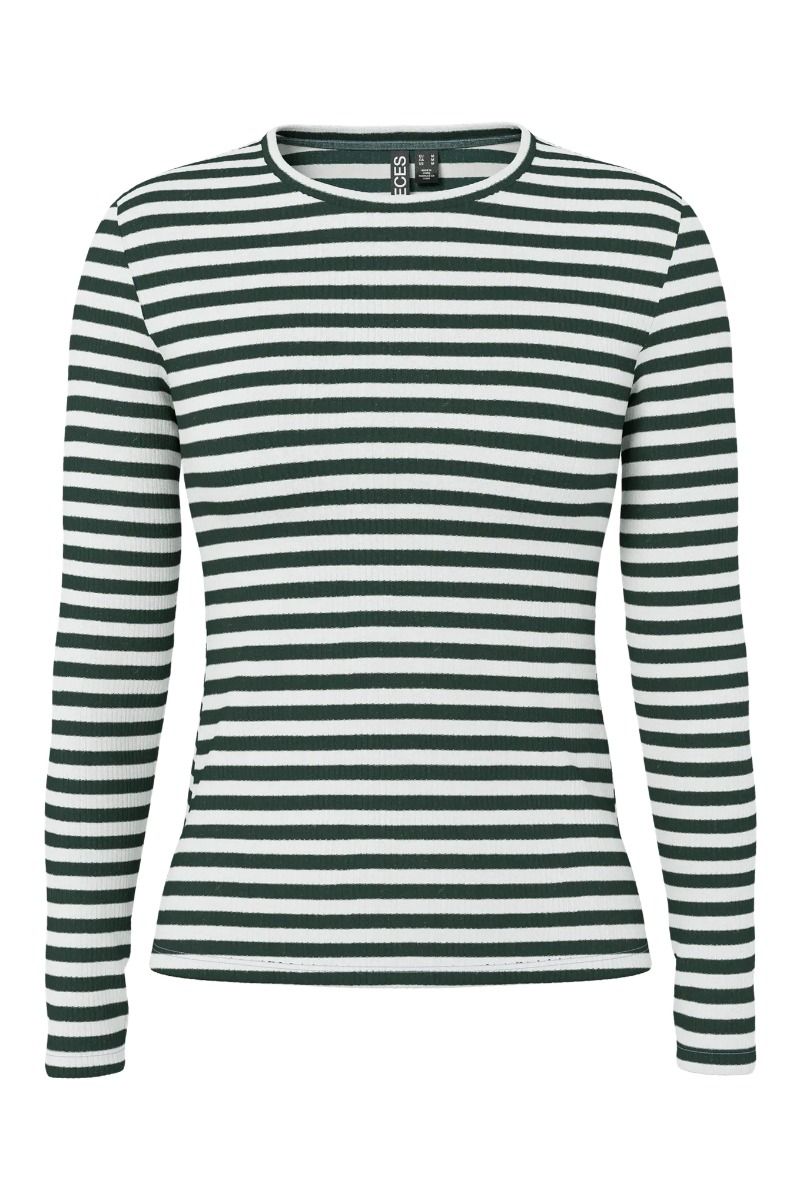 Pieces - Bluse - Ruka LS Top - Darkest Spruce/Cloud Dancer