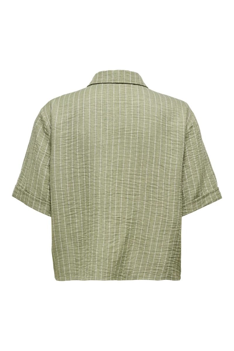 JDY - Skjorte - Power S/S Short Shirt - Deep Lichen Green Cloud Dancer