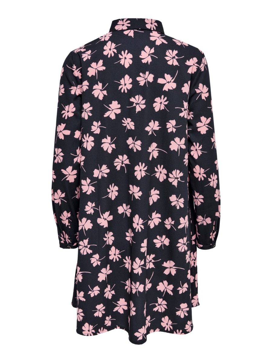 JDY - Kjole - JDY Soro L/S Abigail Shirt Dress - Sky Captain/Pink Clover