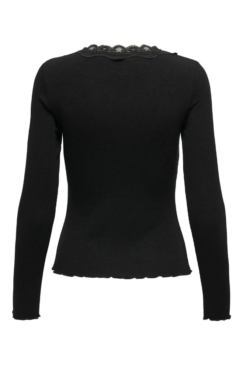 JDY - Bluse - Jdy Etoile L/S V-Neck Rib Top - Black