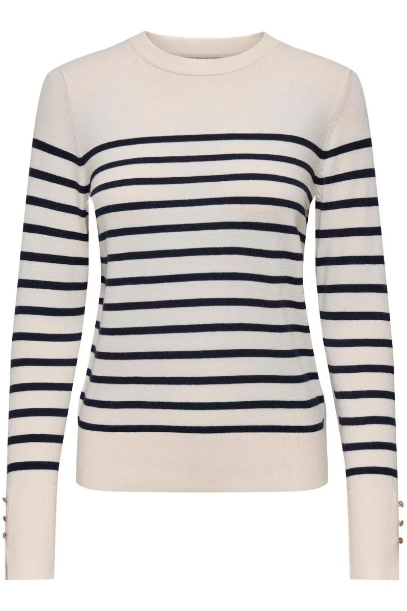 JDY - Strik - Jdymalou L/S On Button Pullover - Eggnog