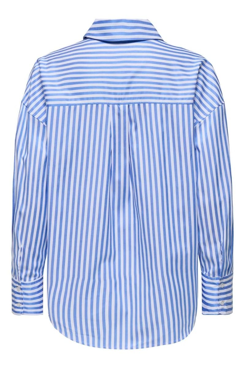 JDY - Skjorte - Jdy Vesper L/S Loose Striped Shirt - Cloud Dancer/Cornflower