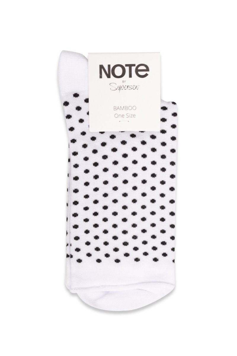 Oroblu - Strømper - Note Woman Bamboo Dots Roll Top - White/Black Dots