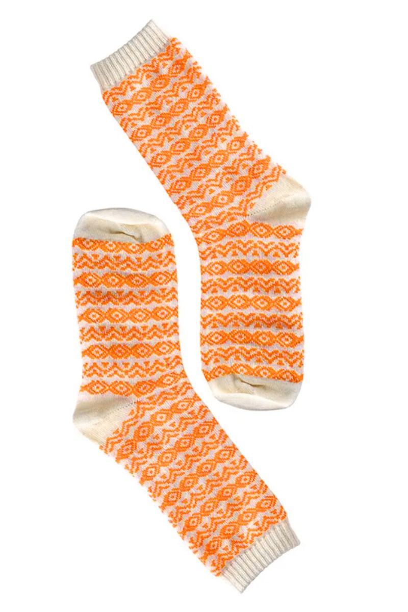 ❤︎ Oroblu - Strømper - Note Woman Wool Pattern - Off White/Orange