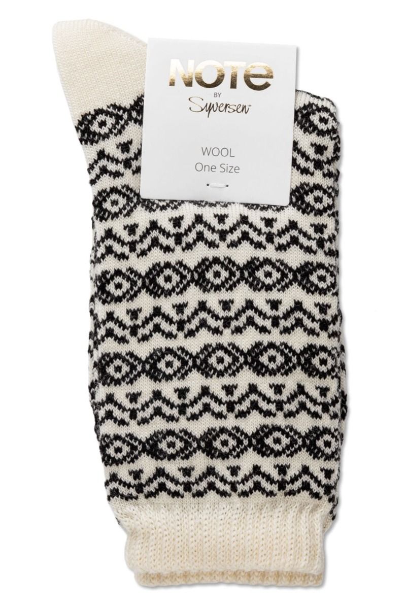 Oroblu - Strømper - Note Woman Wool Pattern - Off White/Black