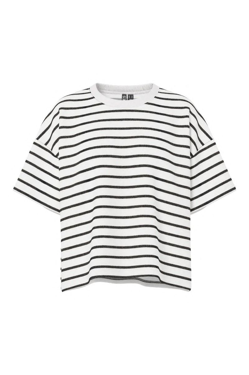 Pieces - T-shirt - Chilli Summer 2/4 Sweat Stripe - Cloud Dancer/Black