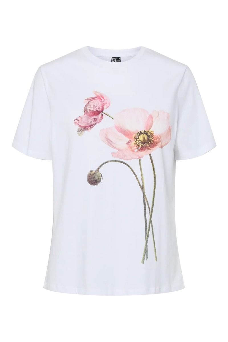 Pieces - T-shirt - Guru ss Printed T-Shirt - Bright White Big flower