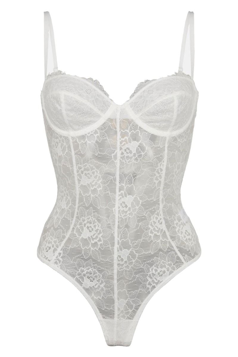 OW Collection - Bodystocking - Layce Bodysuit - White