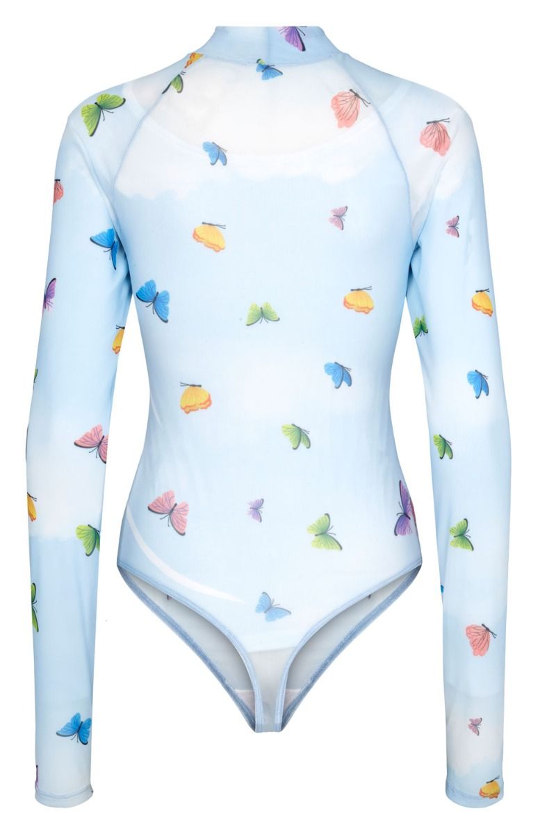 OW Collection - Bodystocking - Butterfly Bodysuit - Dusty Blue