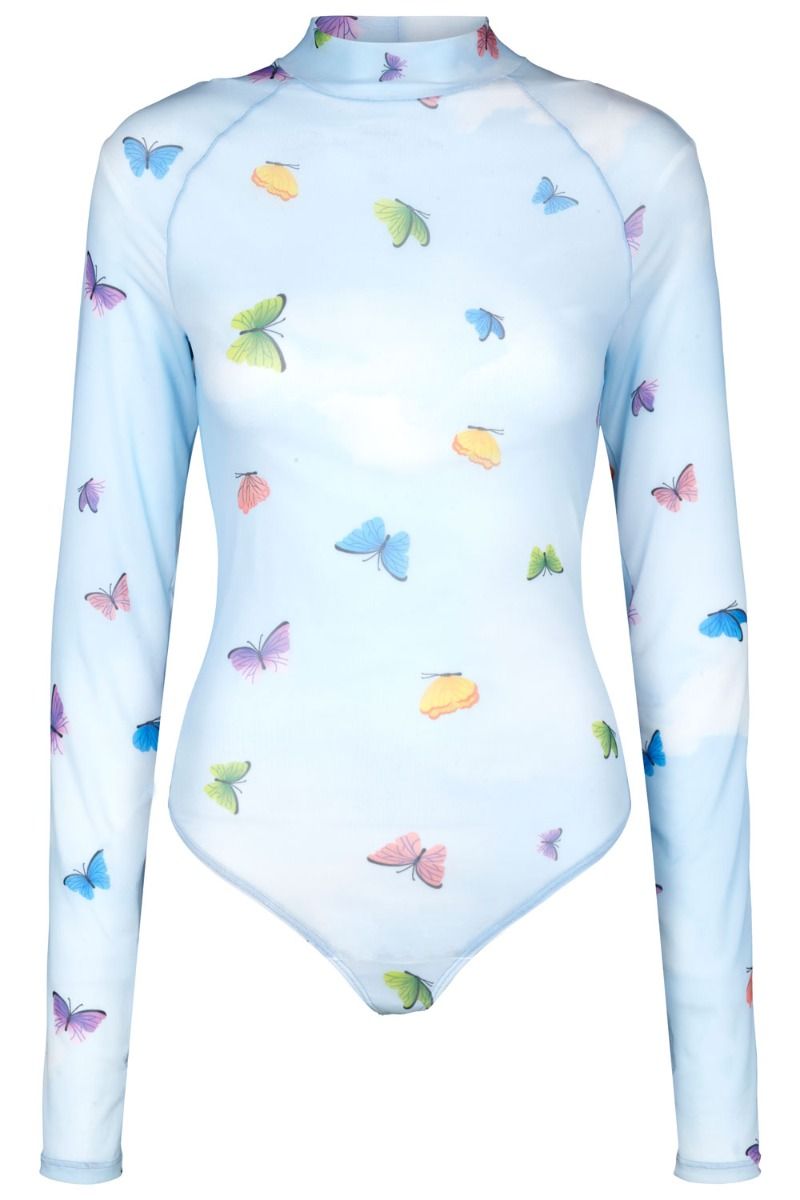 OW Collection - Bodystocking - Butterfly Bodysuit - Dusty Blue