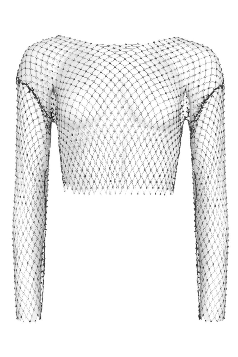 OW Collection - Bluse - Sparkle Blouse - Black Caviar 