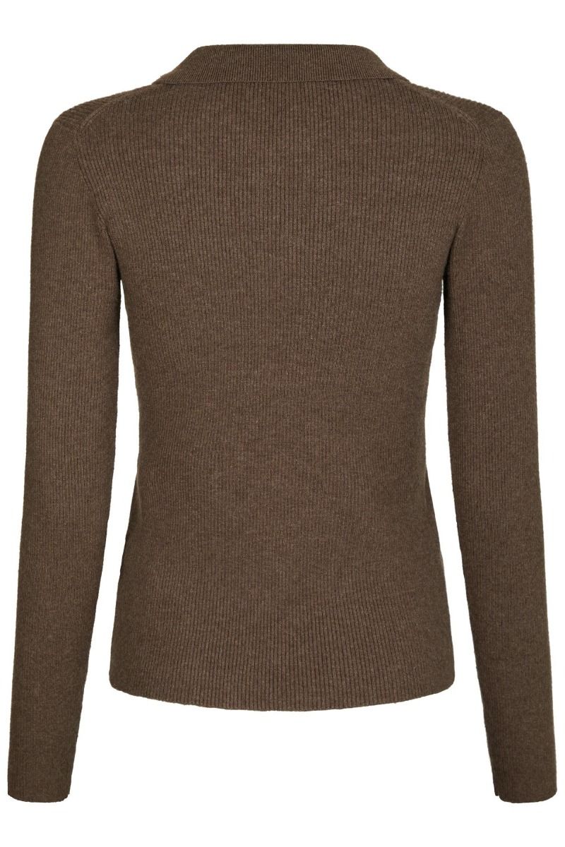 Neo Noir - Bluse - Panama Knit Blouse - Brown Melange 