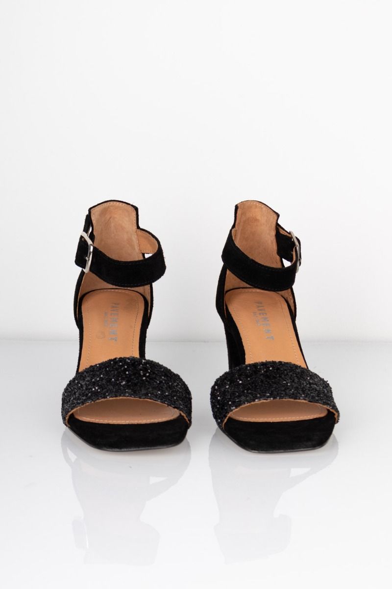 Pavement - Stiletter - Lykke Two Tone - Black Suede/Black Glitter 