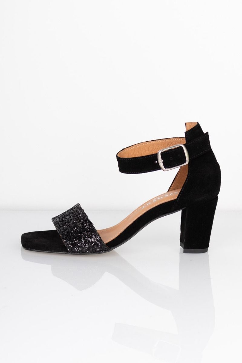 Pavement - Stiletter - Lykke Two Tone - Black Suede/Black Glitter 